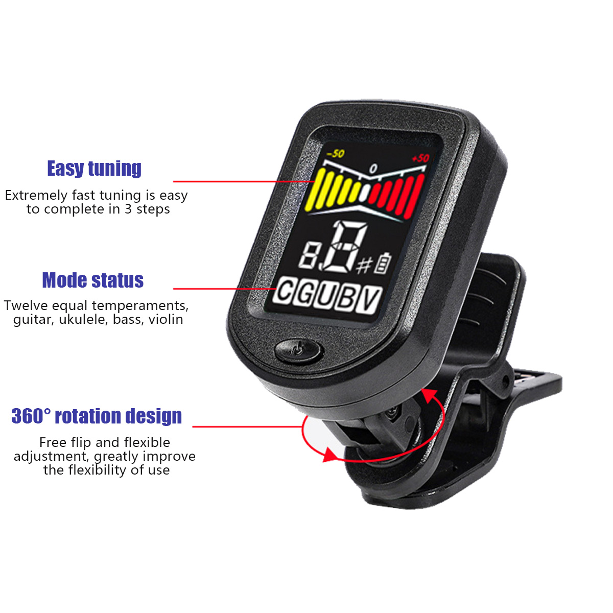Clip-On Guitar Tuner with Regu - огляд і ціна Violin Musical Instrument